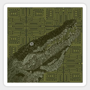 Green Crocodile on a Geometrical Pattern Magnet